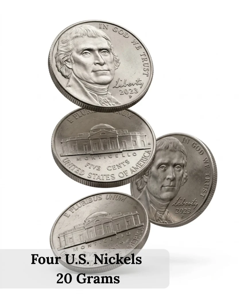 four-u.s-nickels-20-grams