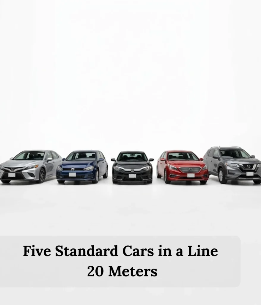 five-standard-cars-in-a-line-20-meters